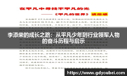 李添荣的成长之路：从平凡少年到行业领军人物的奋斗历程与启示
